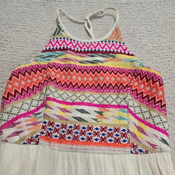 Willow & Clay Aztec Embroidered Flowy Sundress Halter Neck Sz XS Boho Chic - Picture 2 of 11